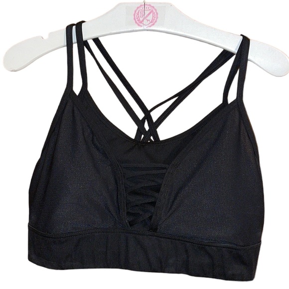 •TYR•*LIKE NEW* BLACK MESH STRAPPY REMOVABLE PADDING SPORTS BRA. SIZE MEDIUM(8) - Picture 1 of 8